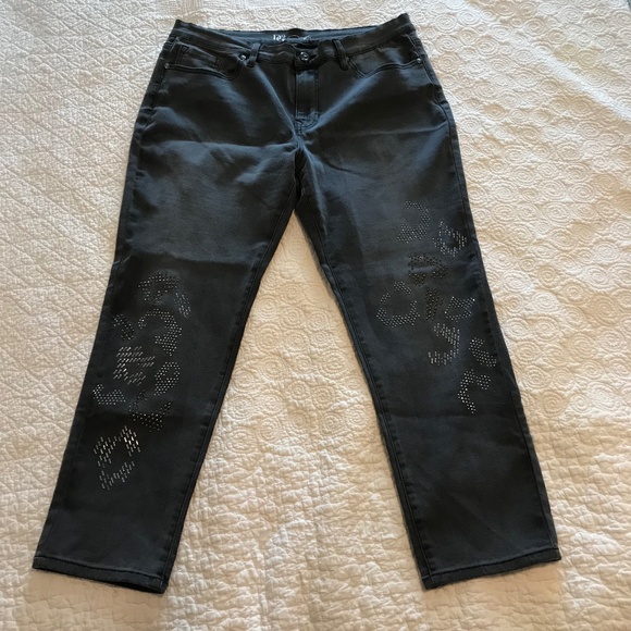 NWOT DG2 5-pocket dark gray jeans with gunmetal bling —virtual stretch (16P) - Picture 4 of 16